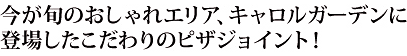 今が旬のおしゃれエリア、キャロルガーデンに登場したこだわりのピザジョイント！